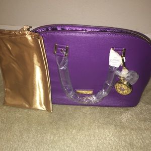 Joy & Iman 22 section Luxe genuine leather handbag